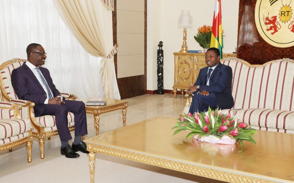 Le chef de l’Etat SEM Faure Essozimna Gnassingbé s’est entretenu, ce 10 mars 2020 au palais de la Présidence de la République, avec le nouveau président de la Banque d’investissement et de développement de la Cedeao (BIDC), M. George Agyekum Nana Donkor.