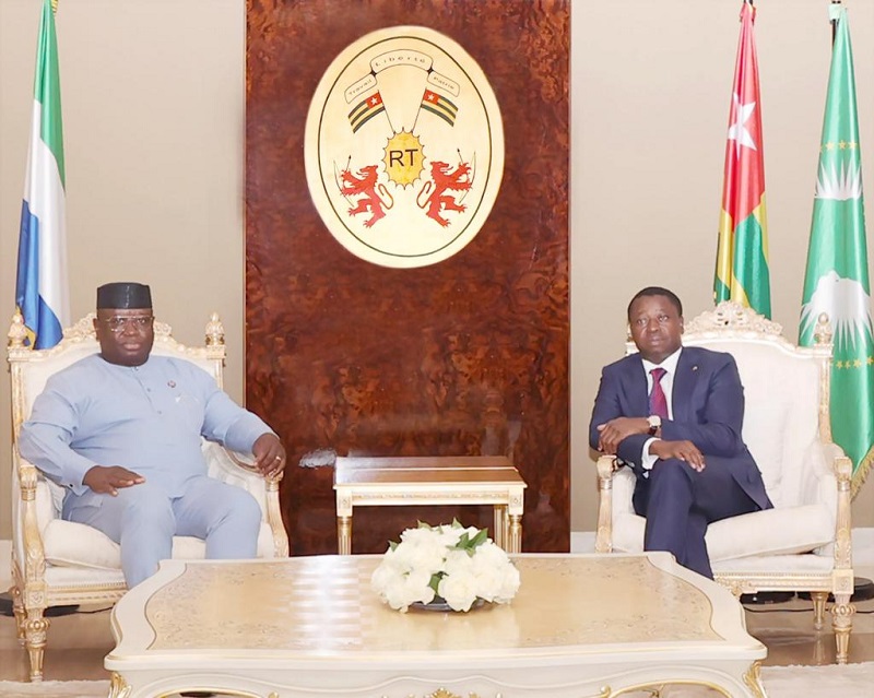 Le Président de la République, Faure Essozimna Gnassingbé a reçu ce 30 mai 2023 son homologue de la Sierra Leone, Julius Maada Bio.